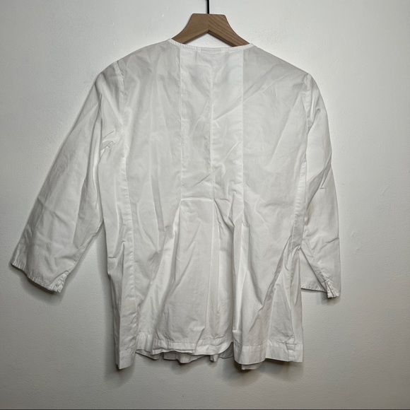 J. Jill White Button Up Pleated Peasant Blouse 3/4 Sleeve Size Small - Picture 5 of 6